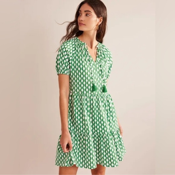 Boden Dresses & Skirts - Boden Short Sleeve Jersey Mini Dress Geo Azure Size US 2 2R